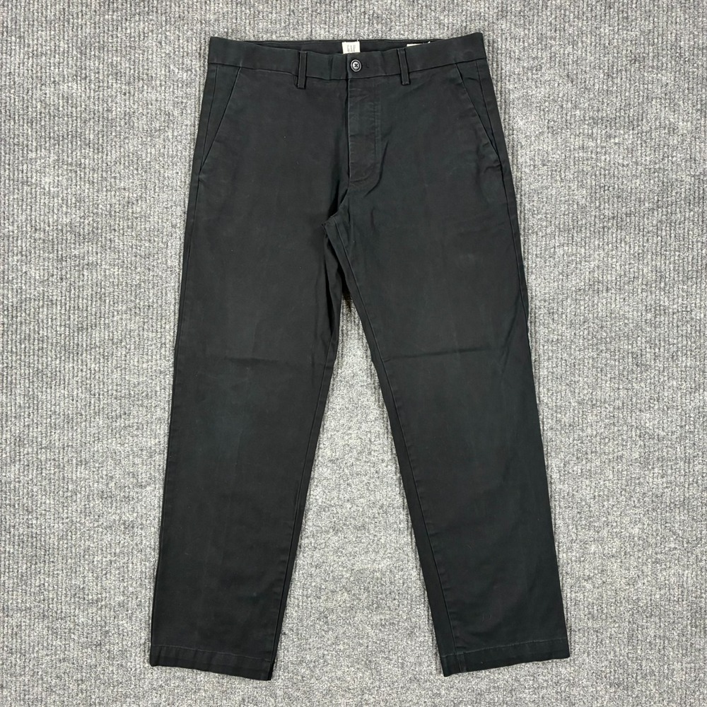 GAP For Good Mens Straight Pants Size 32x30 Black Chino Cotton Stretch‎ Low Rise
